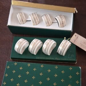 Lenox White and Gold Filigree Napkin Rings - Set of 8